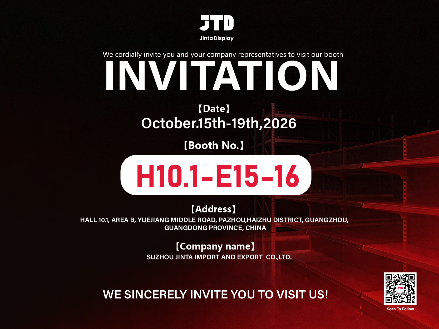 Últimos blogs da empresa sobre Jinta (JTD) na 140a Feira de Cantão · Stand H10.1-E15-16  Invitados compradores globais
