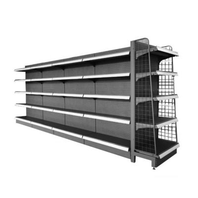 Loja de conveniência Gondola de dois lados Prateleiras de metal Prateleiras de supermercado