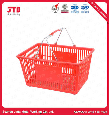 Cesta plástica do trole do shopping com 2 punhos 28L
