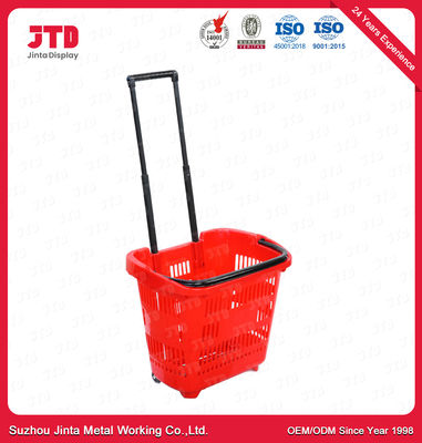 comprar 60L cesto de compras de rolamento plástico do cesto de compras HDPP nas rodas com punho da tração online manufacture