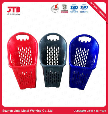 comprar Desdobrando o cesto de compras plástico com cor vermelha das rodas 60L online manufacture
