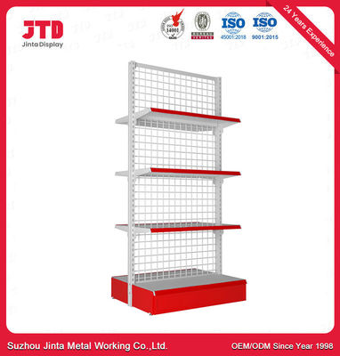 Tipo líquido cremalheira arquivando da prateleira de Mesh Back Panel Supermarket Gondola do fio de metal da exposição da loja