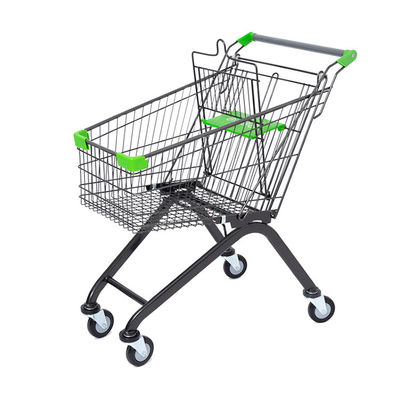 Carrinho de compras de supermercado de metal de quatro rodas Tipo de alça dobrável