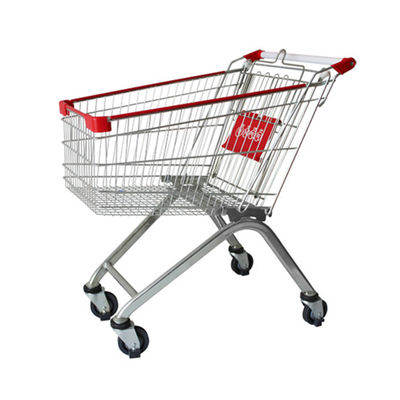 Carrinho de compras de supermercado de metal de 4 rodas / carrinho de compras de 150L