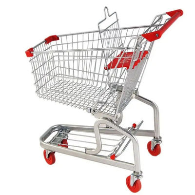 Carrinho de compras de supermercado de metal de 4 rodas / carrinho de compras de 150L