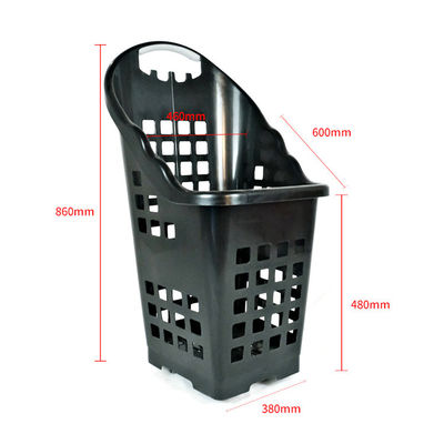 Cesto de compras de plástico de material PP com capacidade de carga de 2,5 kg Quatro rodas