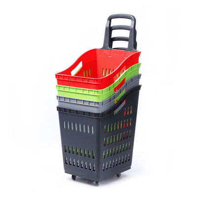 Supermercados Cesto de plástico de carrinho Cesto de compras personalizado para fácil transporte
