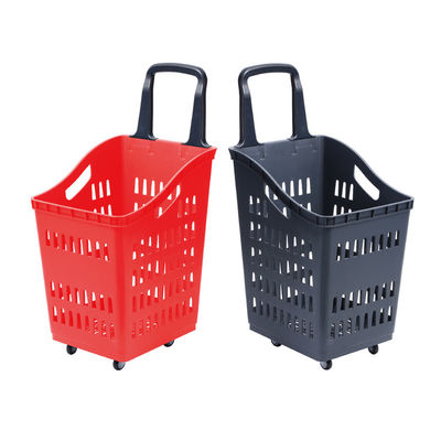 Supermercados Cesto de plástico de carrinho Cesto de compras personalizado para fácil transporte