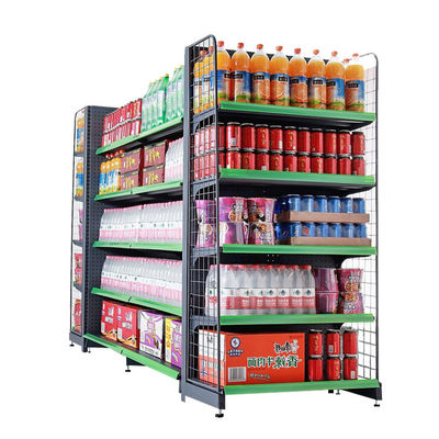 Estante de display de supermercado estável com alta capacidade de carga e opções personalizáveis
