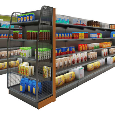 Sistema de estantes de supermercado de estilo moderno Estantes de mercearia com cor personalizada