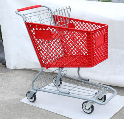 carro de compras na mercearia plástico da cesta ISO9001 do trole 180L com rodas