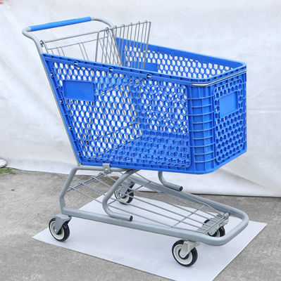 100L o trole de compra resistente Chrome chapeou o carro azul do mantimento