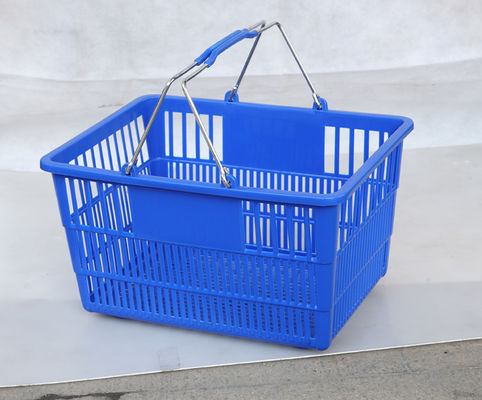 Cesta plástica do trole do shopping com 2 punhos 28L