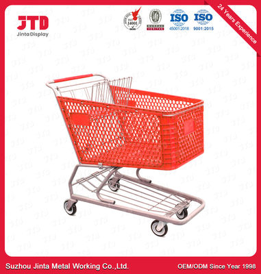carro de compras na mercearia plástico da cesta ISO9001 do trole 180L com rodas