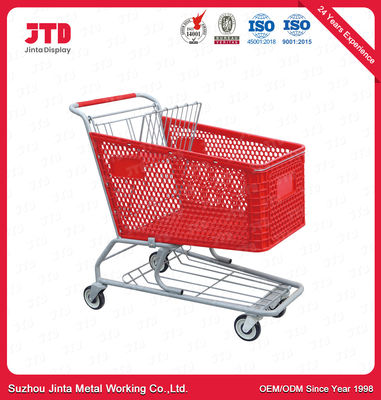 cesta plástica do trole 125L no carrinho de compras de quatro rodas do ODM das rodas