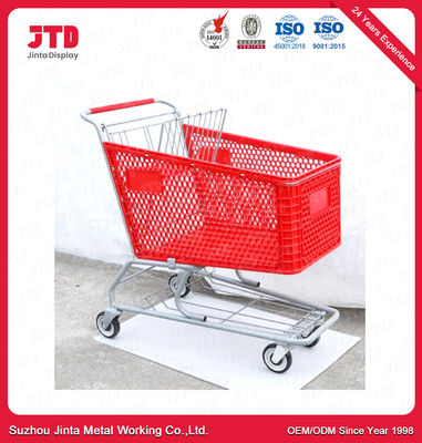 Trole vermelho da compra do metal 150kg com cesta 240 litros
