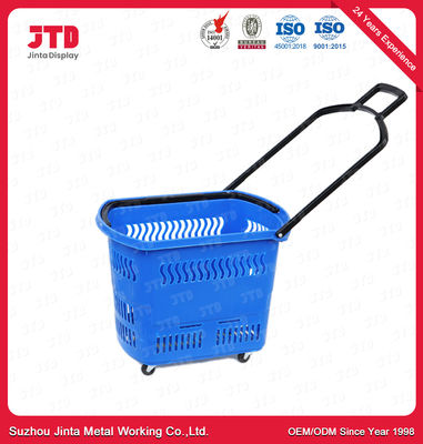 cesto de compras 45L plástico com as rodas do punho HDPP três