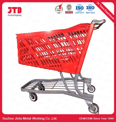 a cesta plástica Chrome do trole 125L chapeou para o shopping